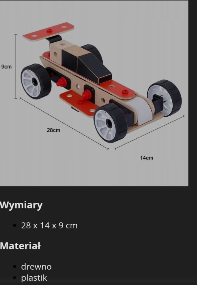 Drewniane autko do skręcania