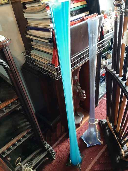 Solitário em vidro azul c/ 1 metro