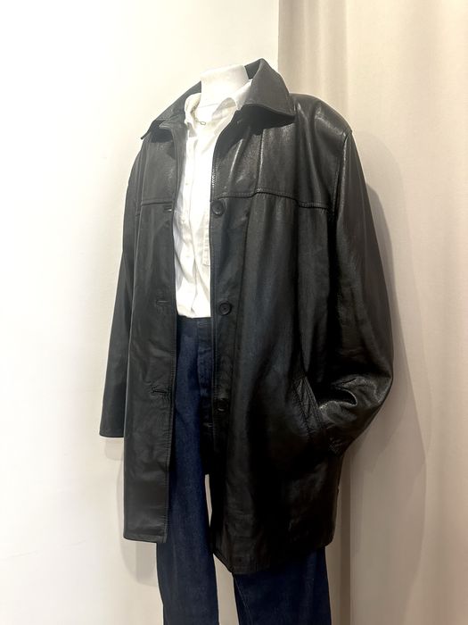 Czarna kurtka z naturalnej skóry z odpinanym ociepleniem-XL-3XL