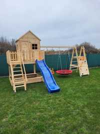 Domek dla dzieci  Plac zabaw Domek ogrodowy  huśtawka Domek drewniany
