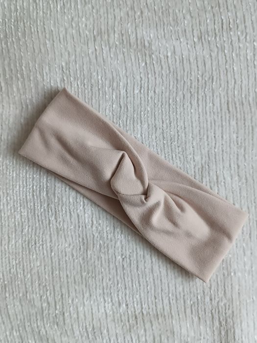 Bawełniana opaska do włosów z węzłem twist - beżowa