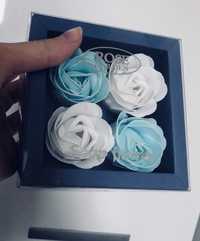Набор Мыло-розочки Rose Garden Soap Flower Белый голубой 4 шт