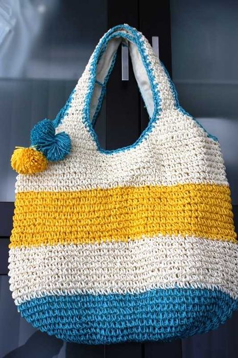 Saco amarelo azul e bege LANIDOR