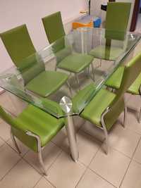 Stół szklany hartowany z krzesłami