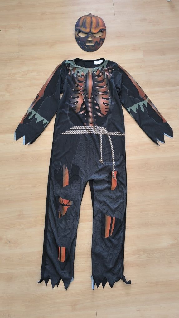 Kostium/strój halloween dla chłopca, dynia kościotrup, r.134-140