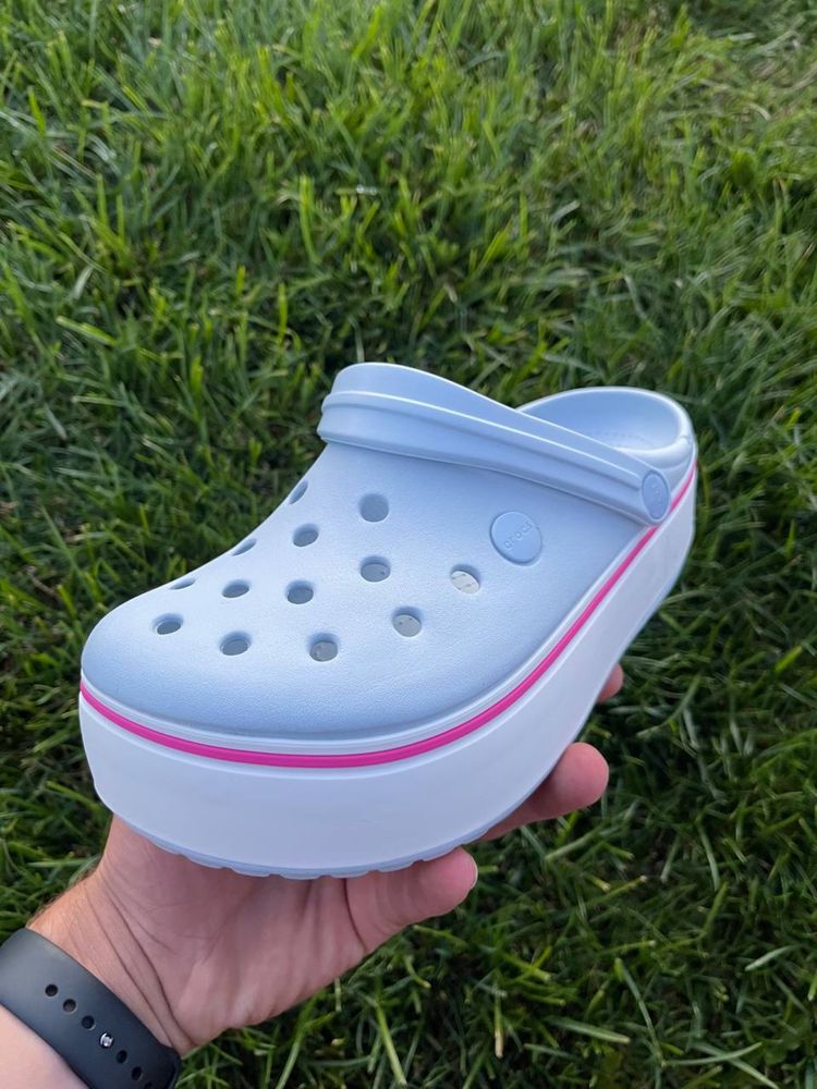 Уценка . Crocs platform кроксы на платформе голубые