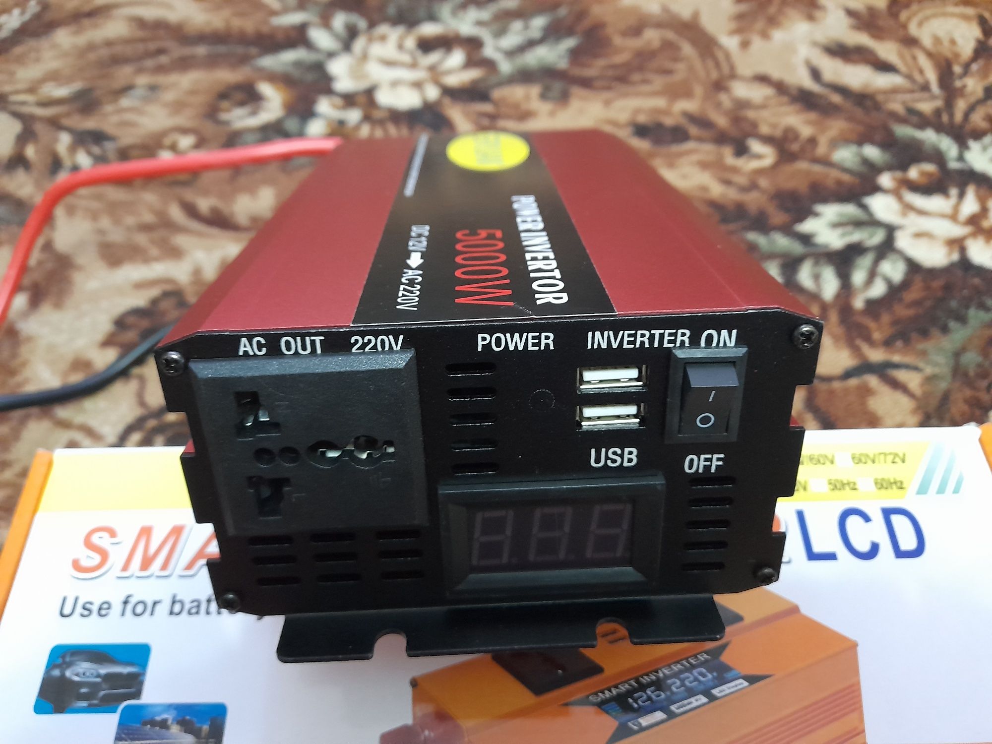 Перетворювач напруги Eryuan з 12V/24V на 220 V 5000 W LCD SMART