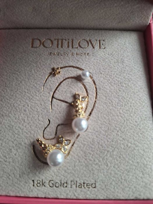 Brincos 18K com pérolas DOTILOVE – perfeitos para presente