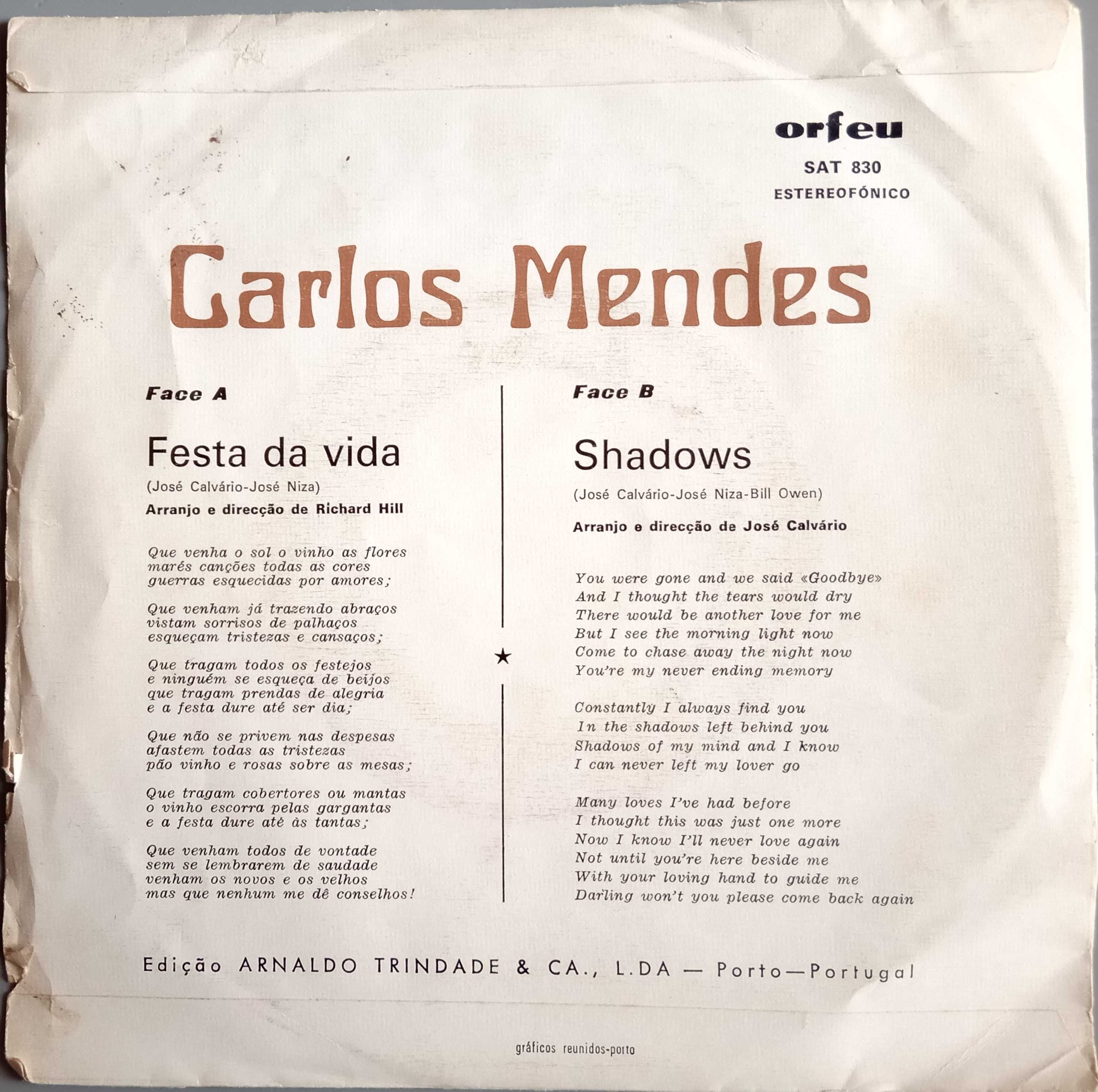 Carlos Mendes - - - - - Festa da Vida - - - - - Single