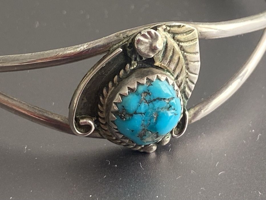 Срібний браслет з натуральною бірюзою 925 .