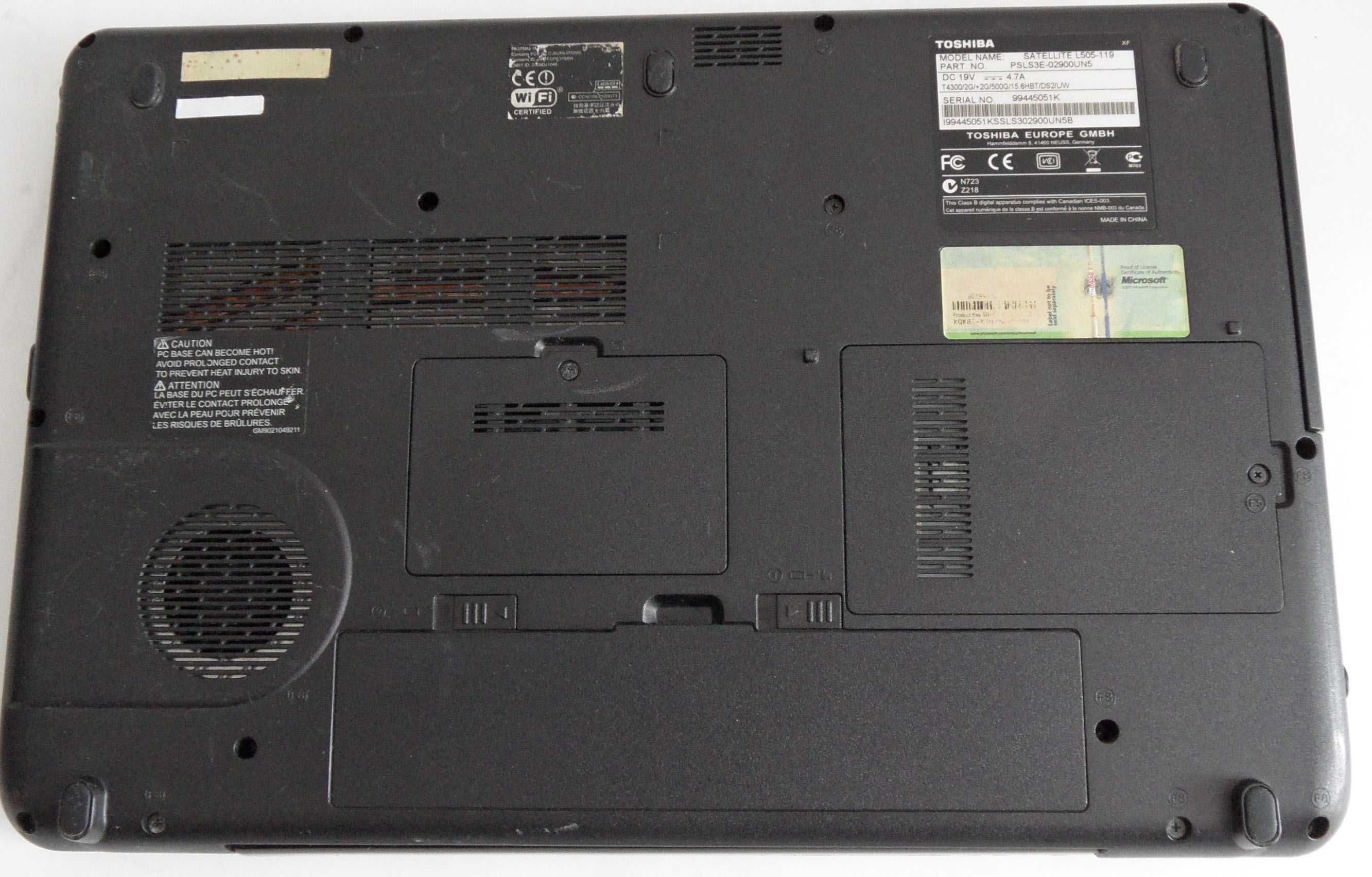 Laptop Toshiba L 505 , I 3 , Ram 4 Gb , HDD 500 Gb