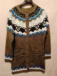 Sweter damski rozpinany długi ze wzorem norweskim 36/38