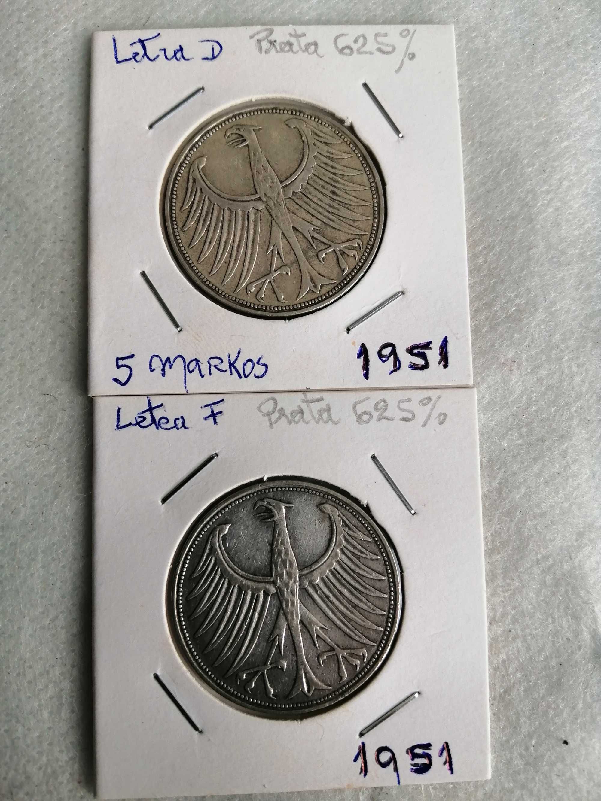2 moedas prata da Alemanha, 1951