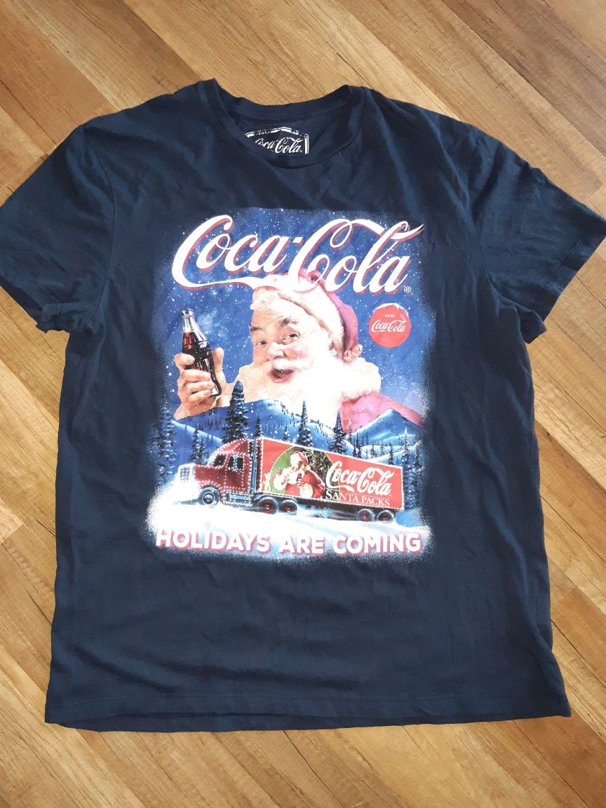 T shirt świąteczny  Coca cola Mikołaj L granatowa święta christmas