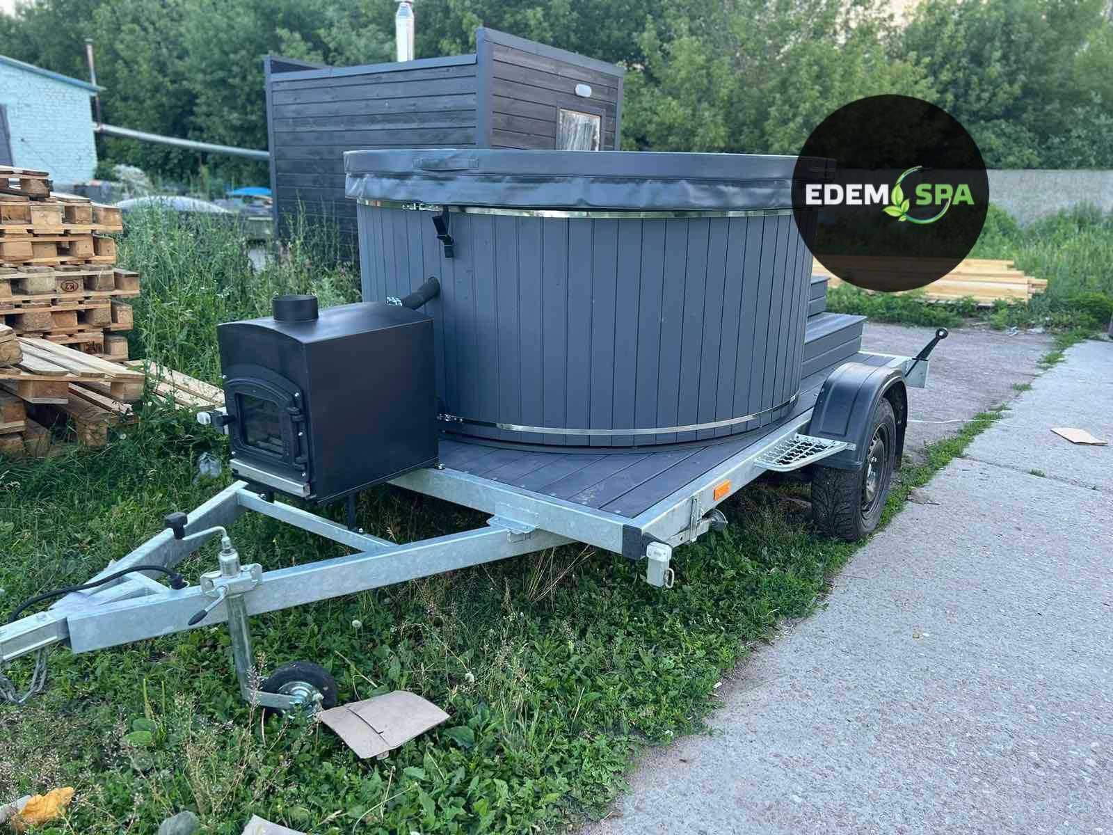 Мобільний чан з джакузі на дровах. Чан на причепі від ВИРОБНИКА.Купіль