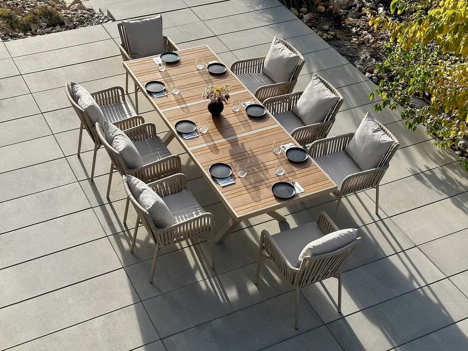 Meble Zestaw Rozkładany Aluminiowy Stół Ogrodowy 180/240 + 8 krzeseł