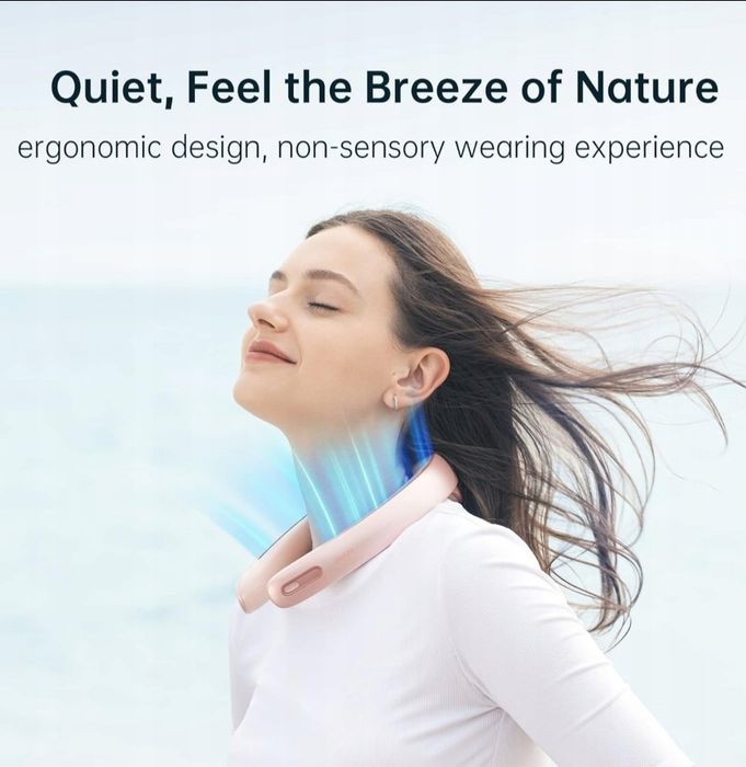 Wentylator Na Szyję JISULIFE Bezłopatkowy LED 100 Biegów USB 5000mAh