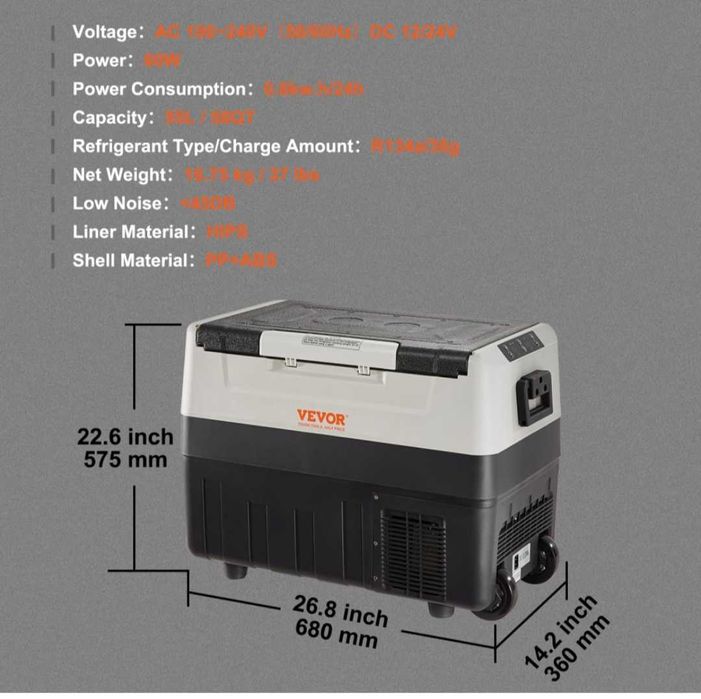 Lodówka turystyczna VEVOR 55 l