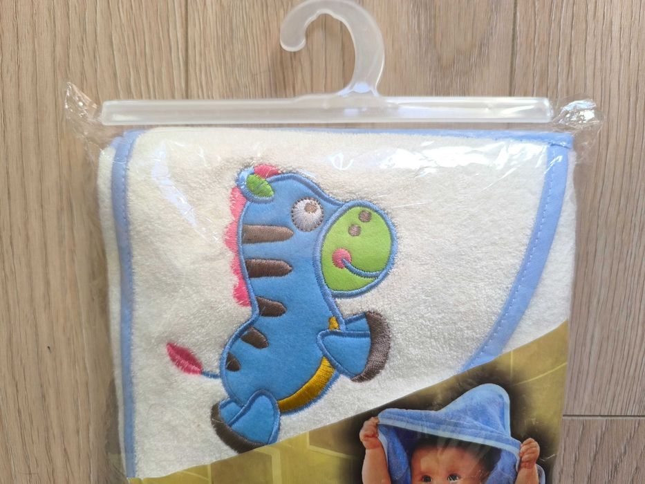 Nowy Ręcznik z kapturkiem Okrycie kąpielowe z myjką
