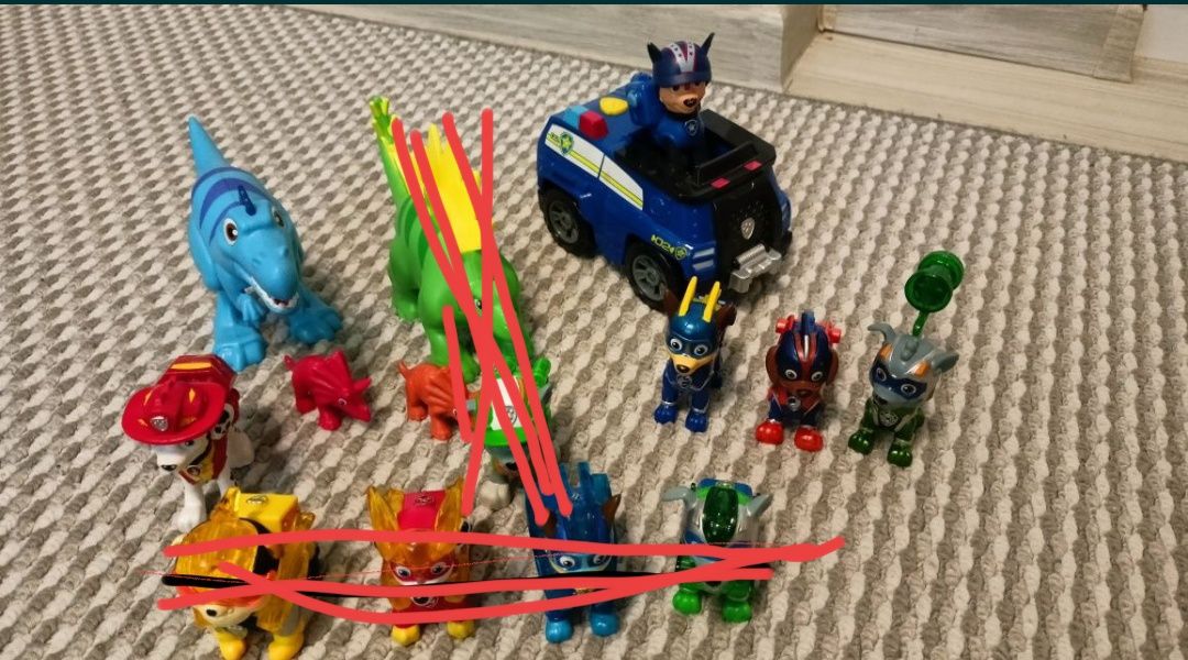 Psi patrol figurki kosmopieski, pojazd, dinozaury