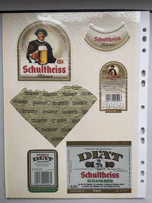 Karta etykiet piwnych Oettinger, Kronenbourg i Schultheiss