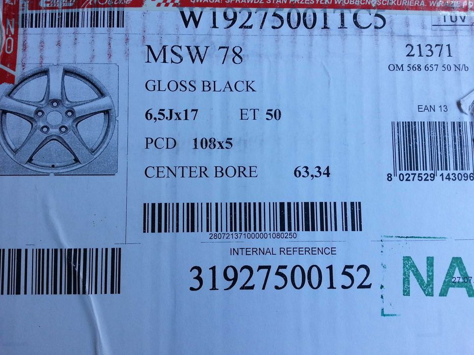 Felgi aluminiowe 5x108 6,5x17 et 50 Ford, Volvo MSW 78 designed by O.Z