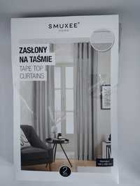 Zasłony na taśmie 2 szt. SMUKEE 140 x 250 cm odcień szarości