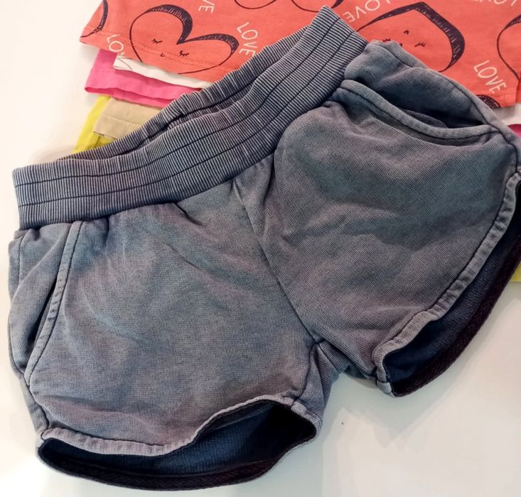 Paczka ubranek t-shirt koszulki dziewczęce szorty spodenki 110 - 128