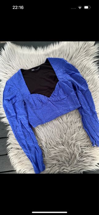 Crop top Zara niebieski S male M