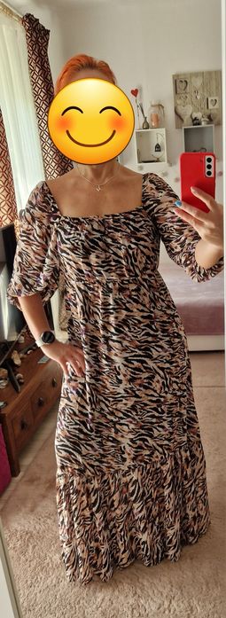 Długa wzorzysta sukienka hiszpanka wesele impreza Monnari  38 40