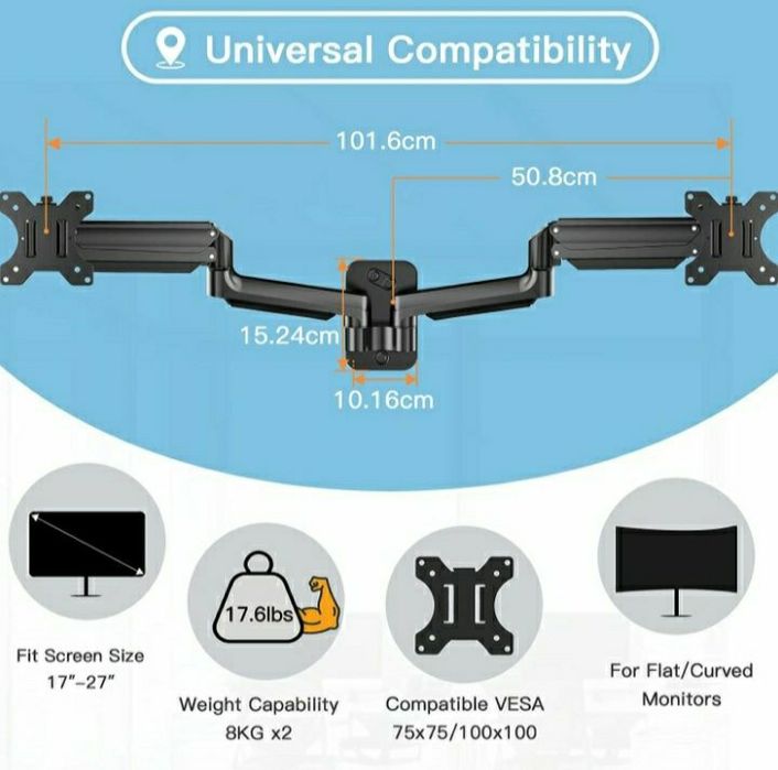Uchwyt stojak do 2 monitorów 17-27" Huanuo