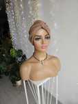 Turban Sia beż nakrycie głowy w trakcie leczenia, czapka