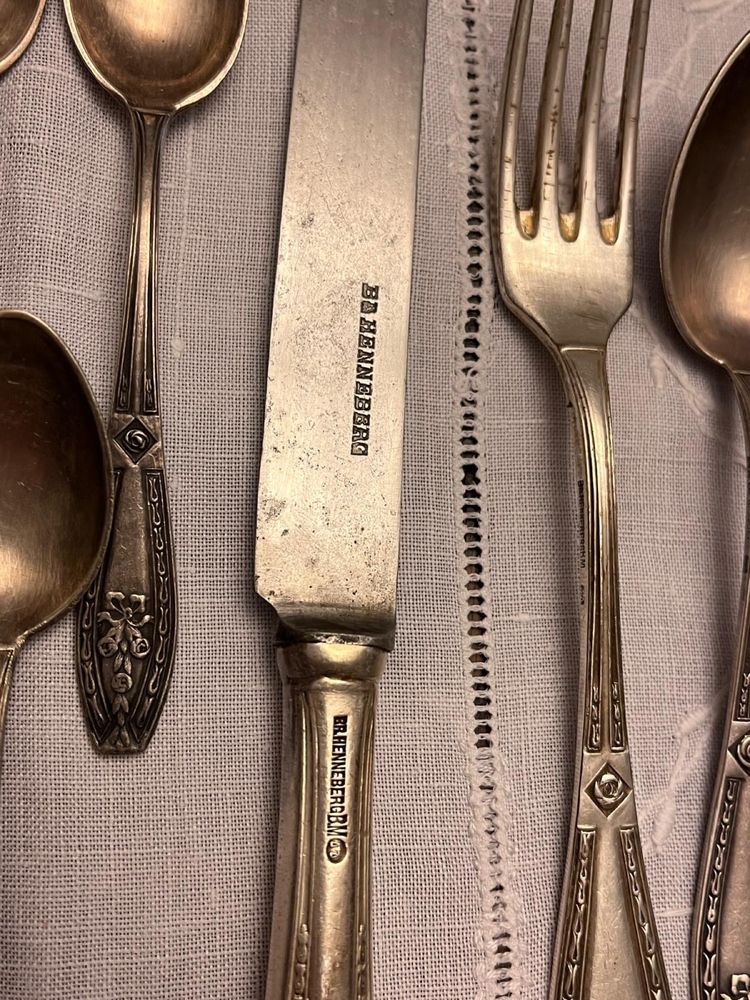 Sztućce srebrne platerowane Bracia Henneberg 24 osoby