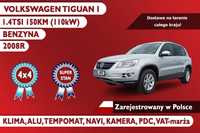 Volkswagen Tiguan 4x4, 1.4TSi, 150KM 2008, Kllima, kamera, PDC, Zarejestrowany w Polsce!