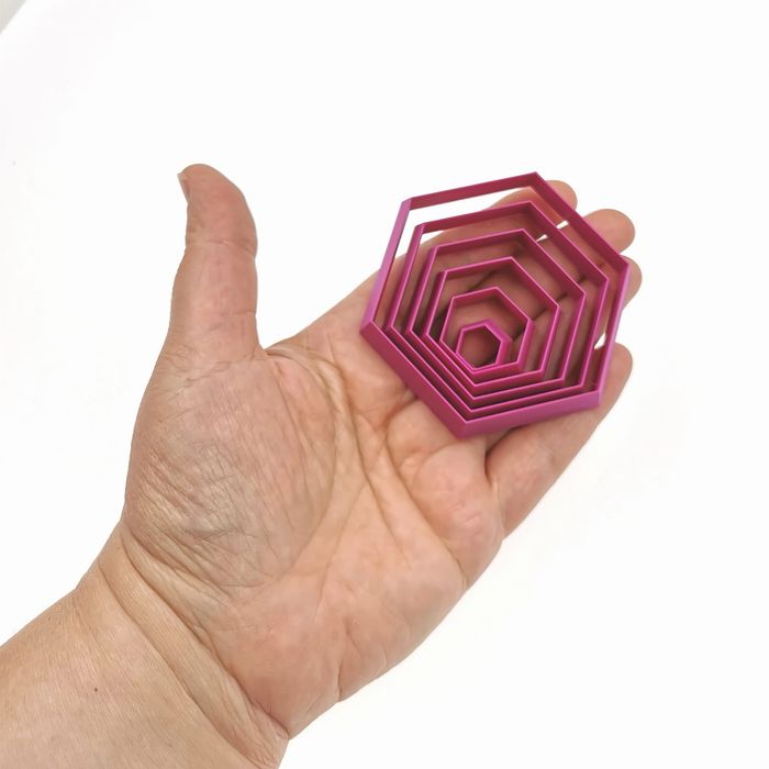 Wykrawacz do mas plastycznych, modeliny - heksagon - zestaw 1 - 6 cm