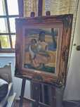 Quadro antigo pintado á mão réplica de gauguin
