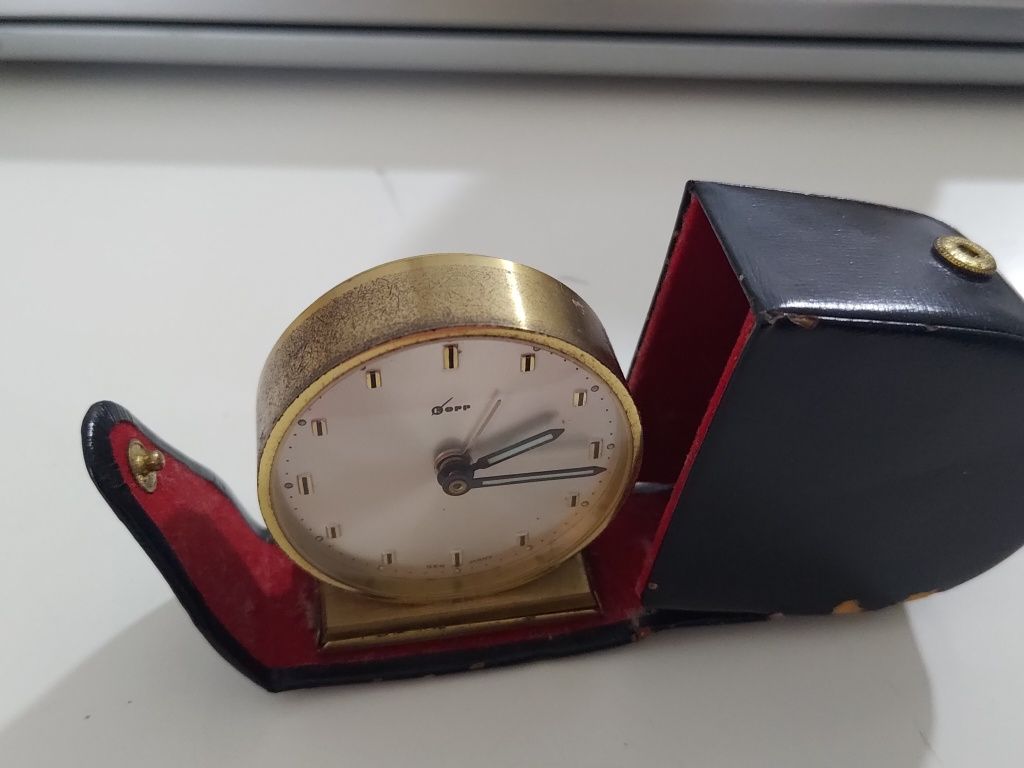 Budzik Vintage kopp mechaniczny nakręcany germany kieszonkowy podrozny