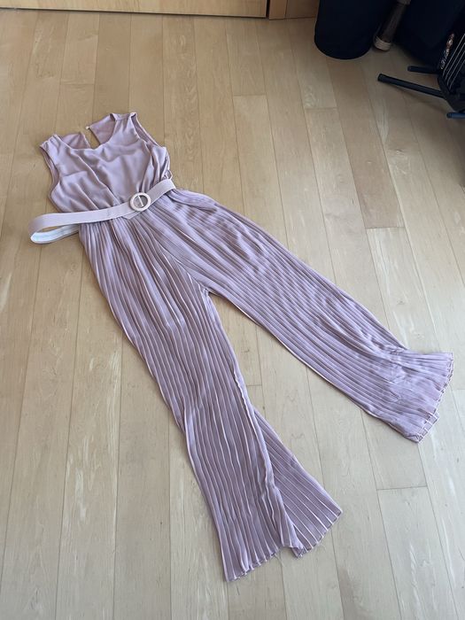 Macacão rosa plissado, tamanho S