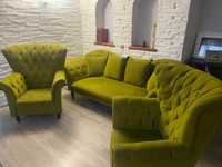 Sofa + 2 fotele w stylu chesterfield
