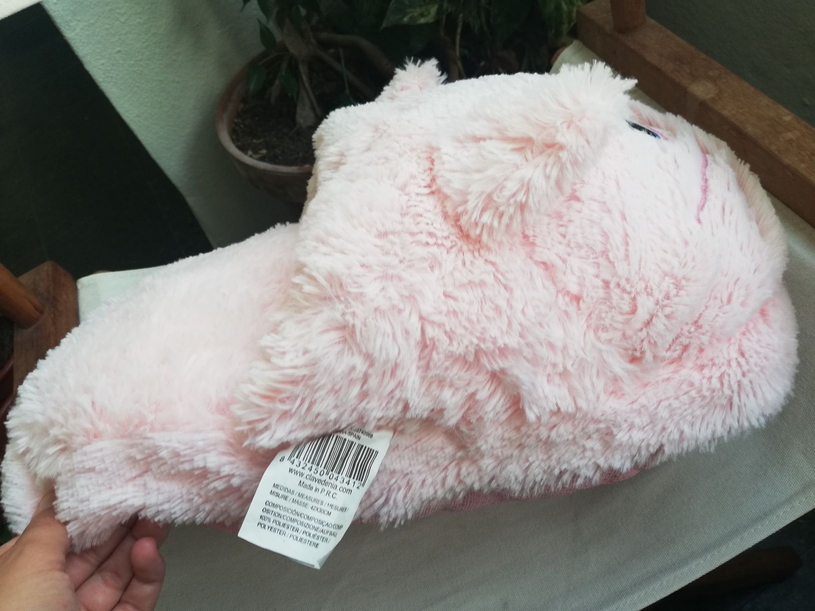 Peluche pantufa gato rosa