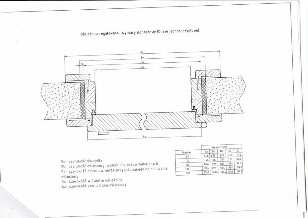 Ościeżnica regulowana sęczna prosta 70P 100-120mm Wyprzedaż