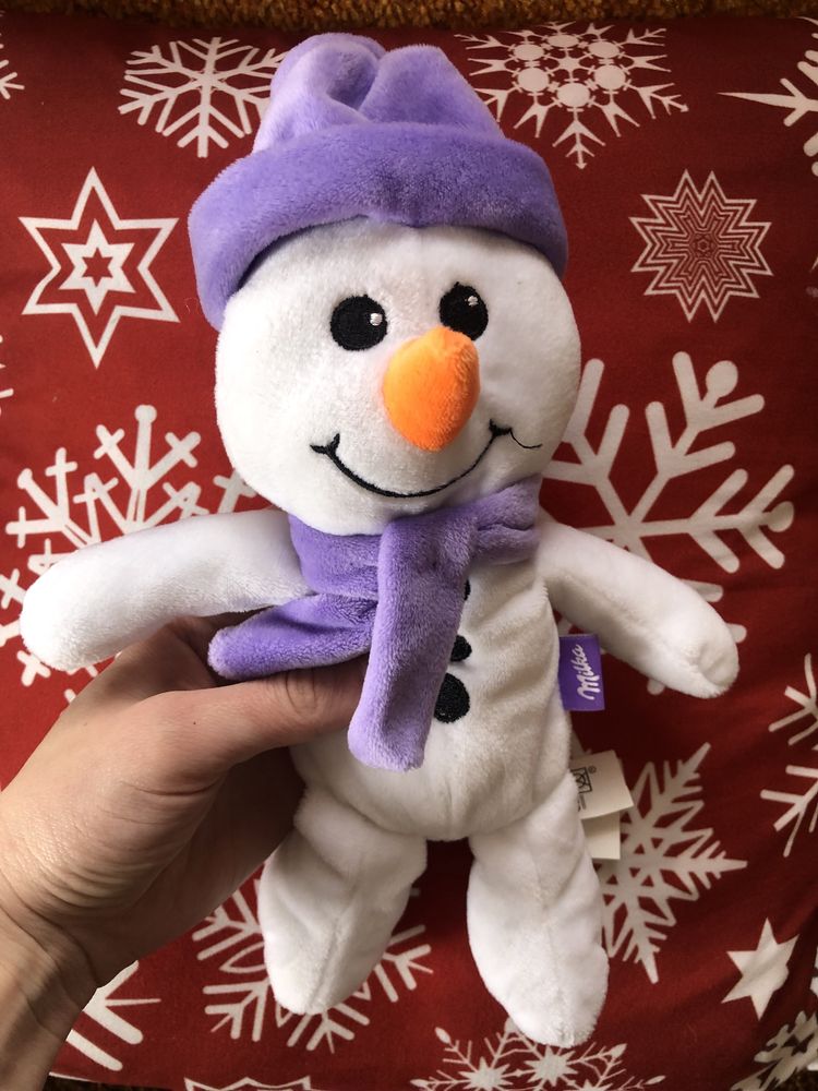 М‘яка іграшка сніговик від Milka. Мягкая игрушка снеговик