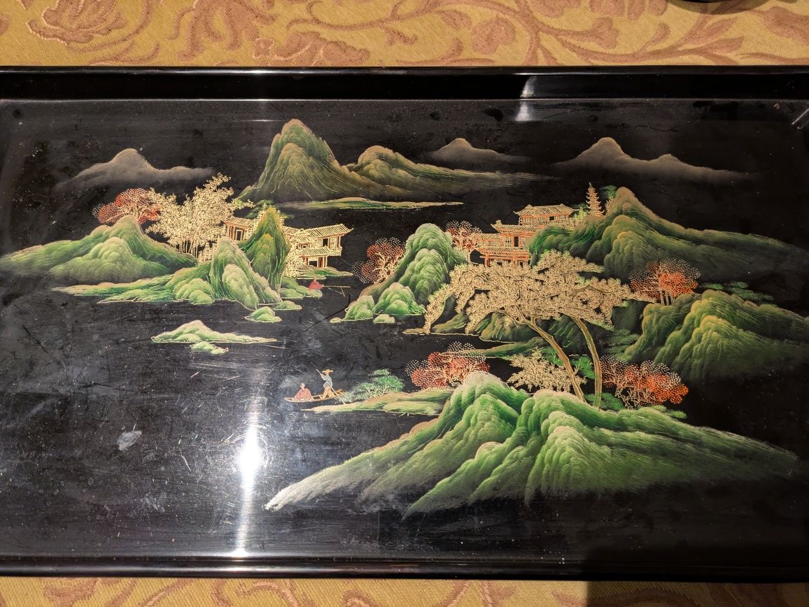 Serviço chá laca chinesa vintage