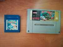 Kartridże snes Street Fighter 2 PAL i Pokemon game boy. Orginał