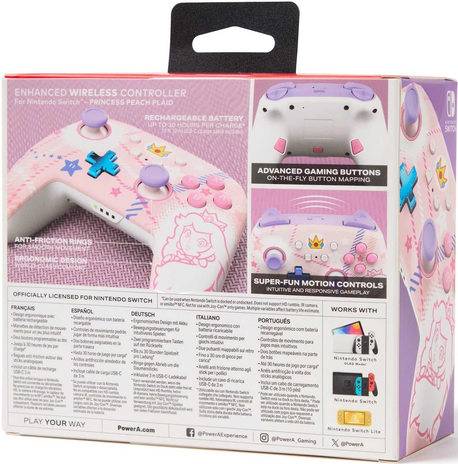 PowerA Pad bezprzewodowy do Nintendo SWITCH Princess Peach Plaid