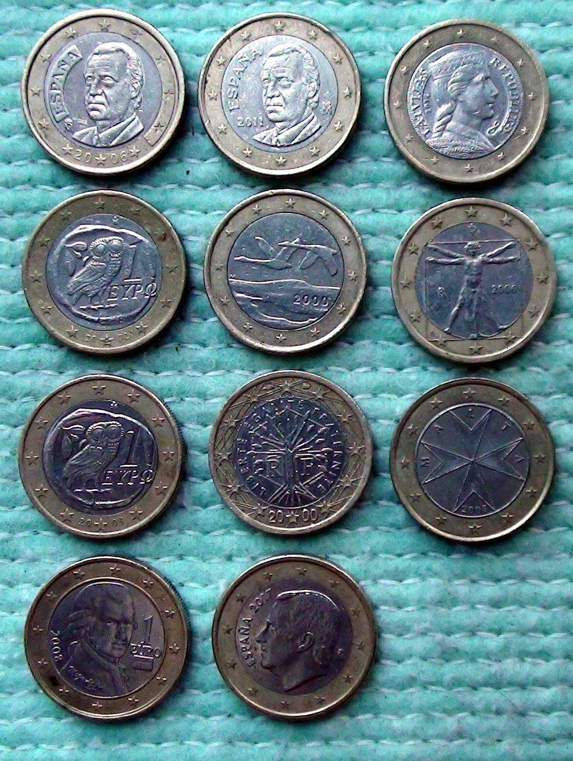 Коллекция монет- рубль копейка доллар евро цент жетон метро