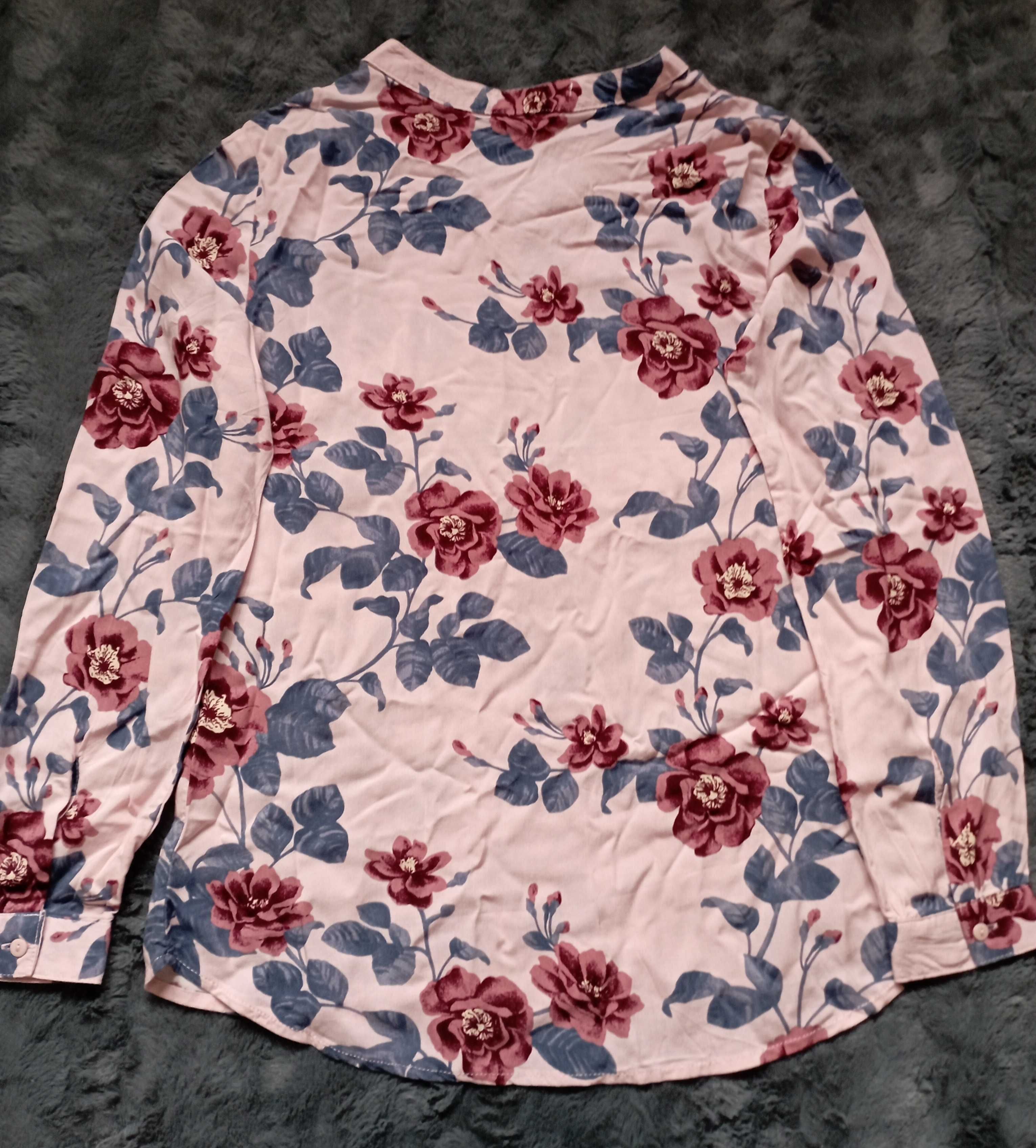 Różowa koszula w piękne kwiaty rozmiar 36 - 38 - wiskoza