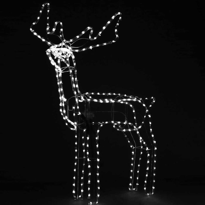 RENIFER Z RUCHOMĄ GŁOWĄ 3D Led Świecący zewnętrzny Duży xxl Biały