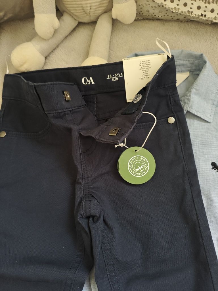 NOWE Spodnie wizytowe i koszula  H&M C&A r. 98