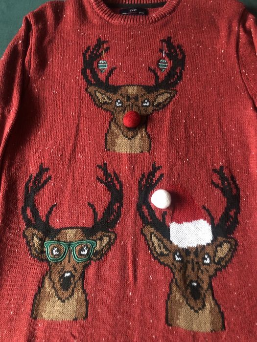 Sweter świąteczny reniferki, M/38, tanio